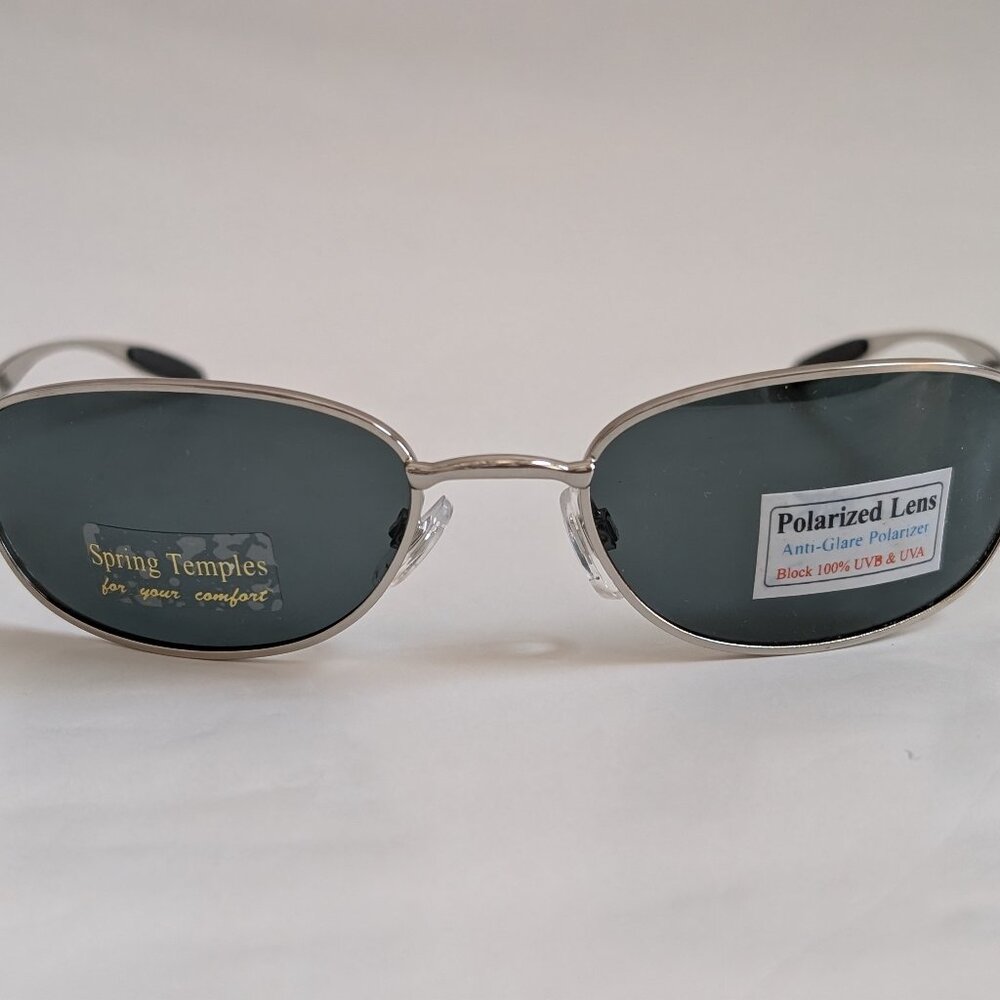 NWT Vintage 90's Rectangle Metal Sports Polarized Sunglasses (S. Silver)